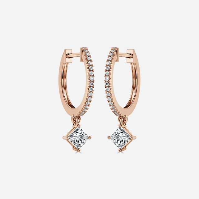 Sia Princess Diamond Hoop Earring In Rose Gold
