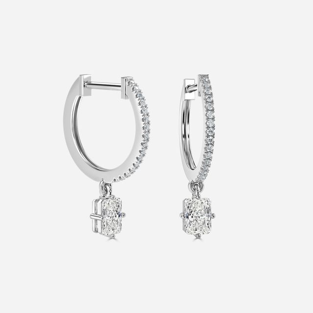 Sia Radiant Diamond Hoop Earrings In White Gold