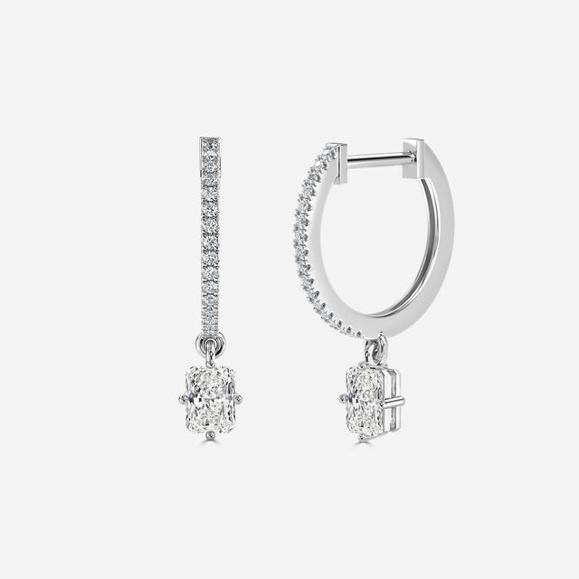 Sia Radiant Diamond Hoop Earrings In White Gold
