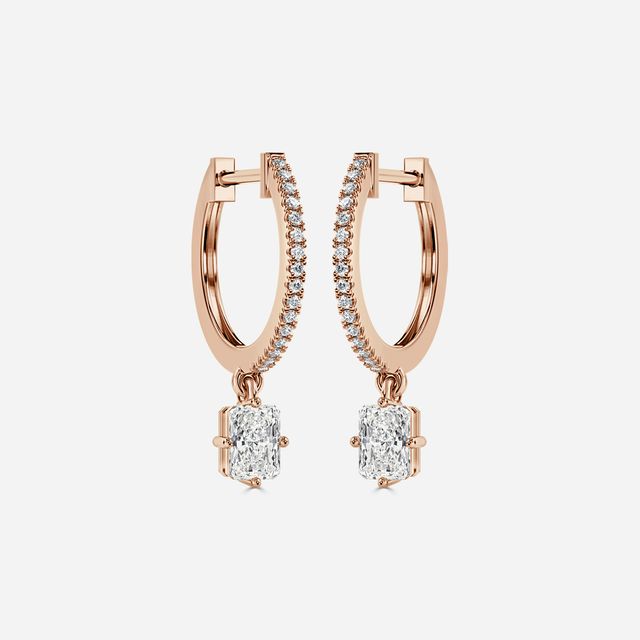Sia Radiant Diamond Hoop Earring In Rose Gold