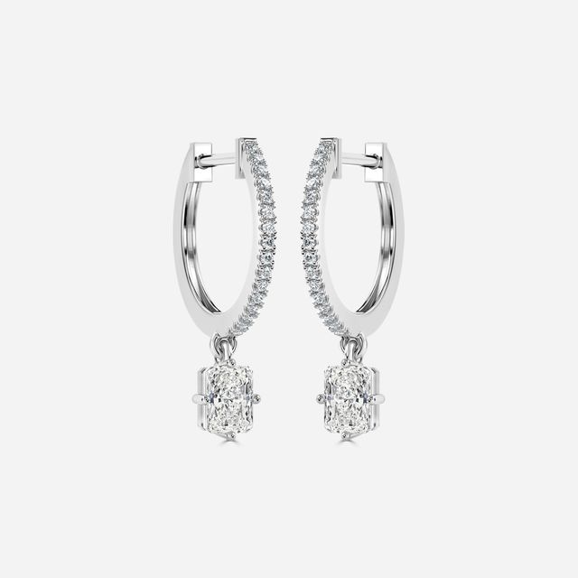 Sia Radiant Diamond Hoop Earrings In White Gold