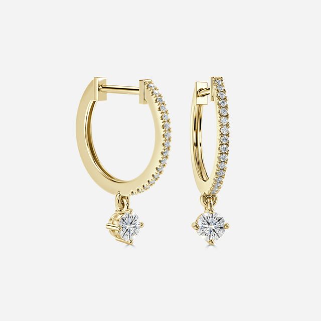 Sia Round Diamond Hoop Earrings In Yellow Gold