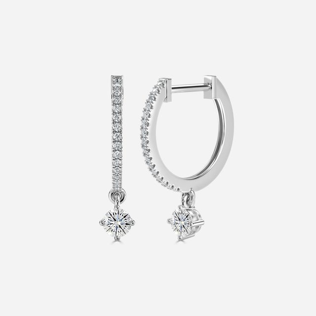 Sia Round Diamond Hoop Earrings In White Gold