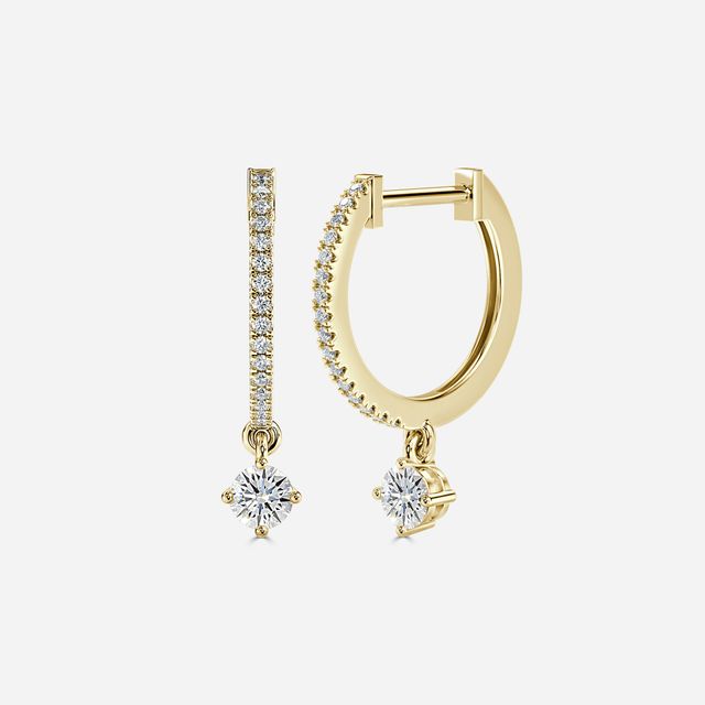 Sia Round Diamond Hoop Earrings In Yellow Gold
