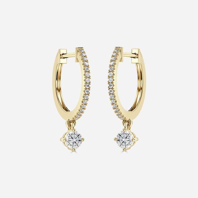 Sia Round Diamond Hoop Earrings In Yellow Gold