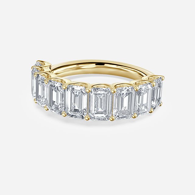 Emerald Diamond Half Eternity Ring In Yellow Gold