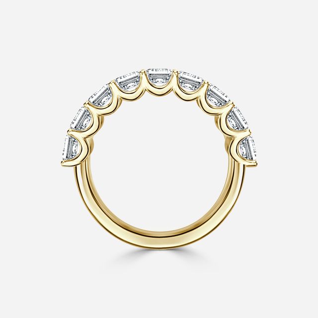Emerald Diamond Half Eternity Ring In Yellow Gold
