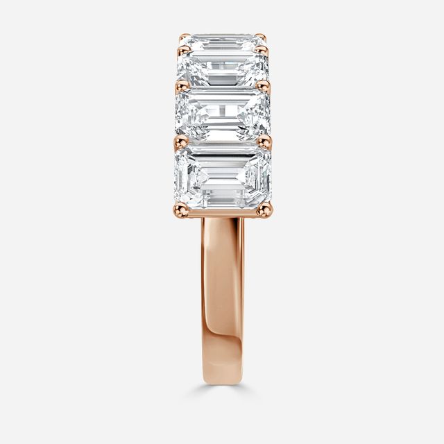 Emerald Diamond Half Eternity Ring In Rose Gold