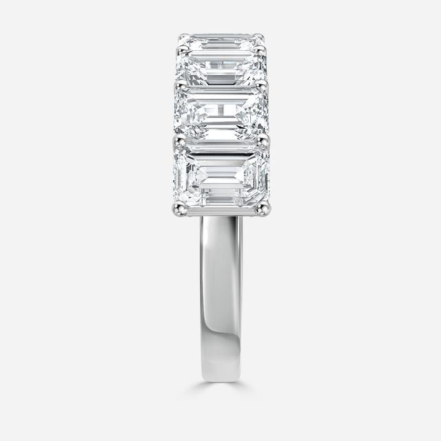 Emerald Diamond Half Eternity Ring In Platinum