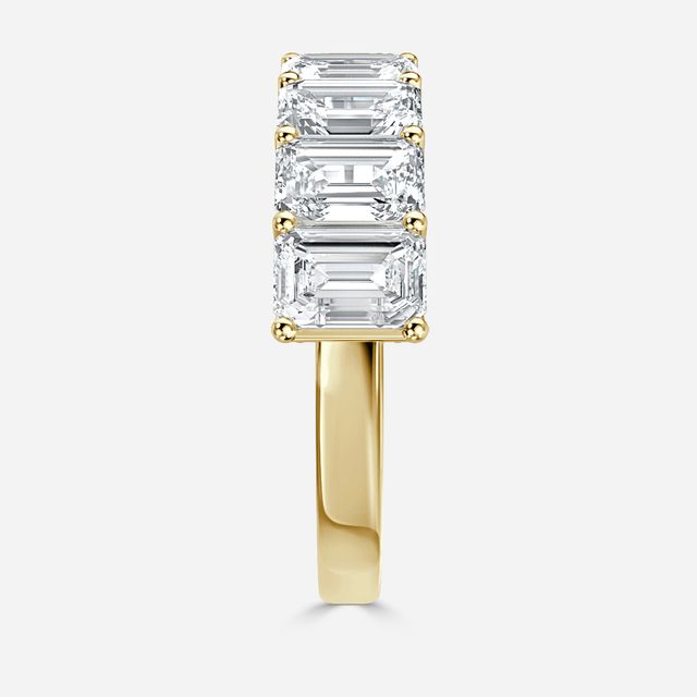 Emerald Diamond Half Eternity Ring In Yellow Gold