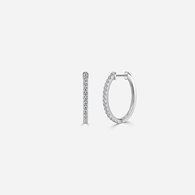 Semi Set Diamond Hoop Earrings In White Gold