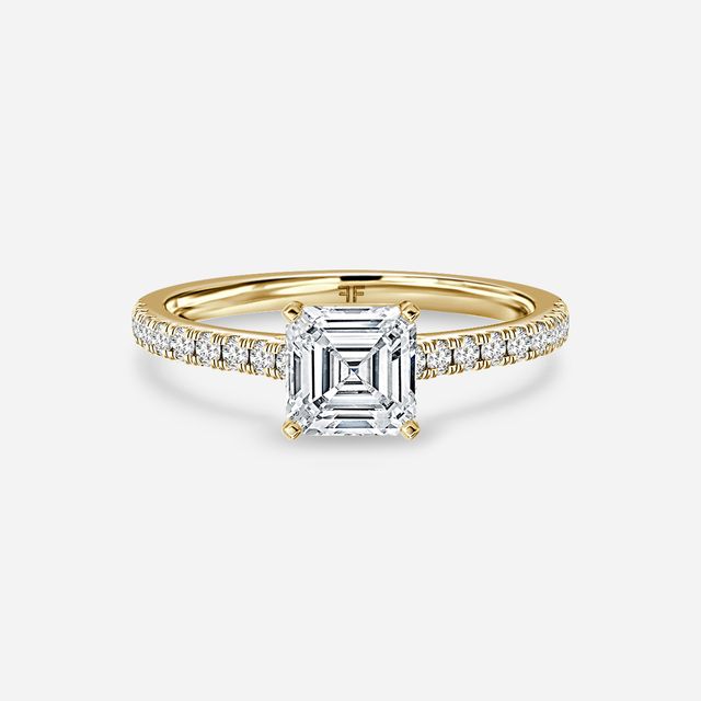 Avery Yellow Gold Pave Band Bridal Set Engagement Ring