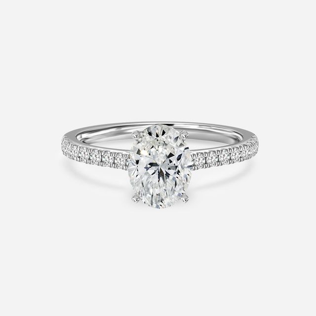 Avery Platinum Plain Band Bridal Set Engagement Ring