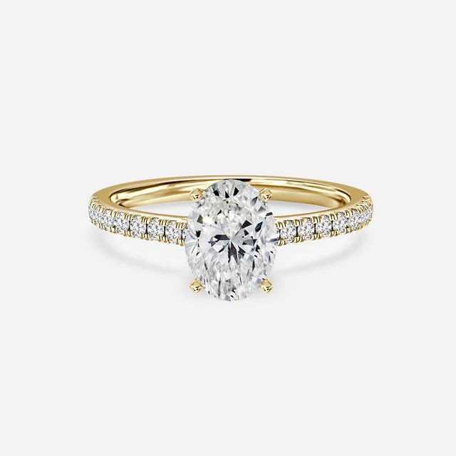 Avery Yellow Gold Pave Band Bridal Set Engagement Ring