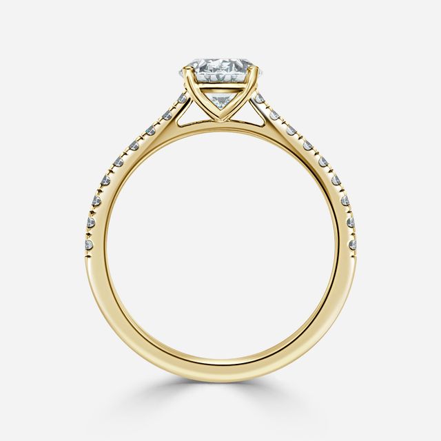 Avery Yellow Gold Pave Band Bridal Set Engagement Ring