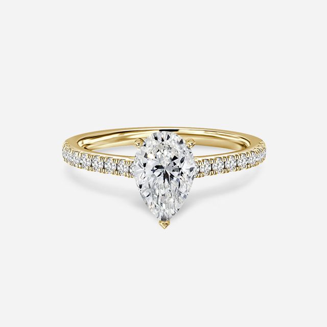 Avery Yellow Gold Pave Band Bridal Set Engagement Ring