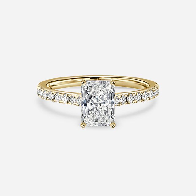 Avery Yellow Gold Pave Band Bridal Set Engagement Ring