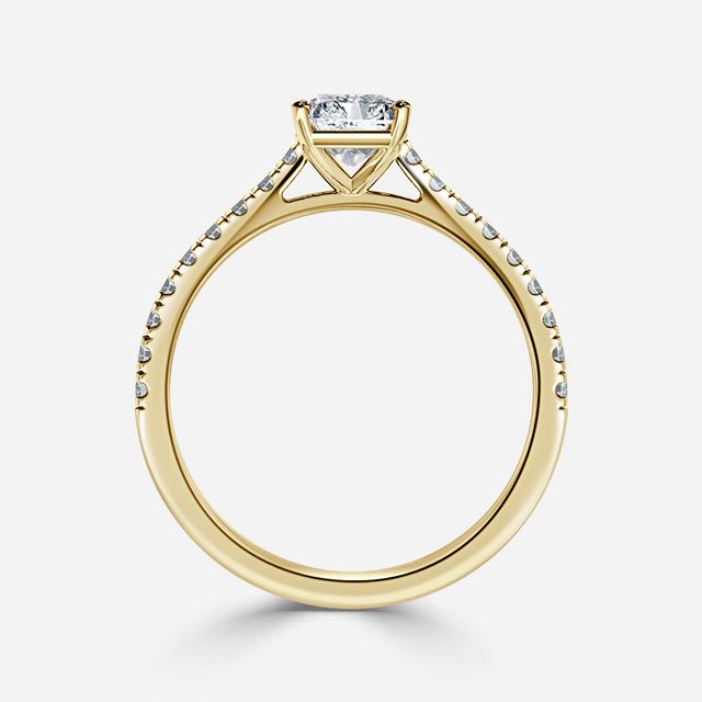 Avery Yellow Gold Pave Band Bridal Set Engagement Ring