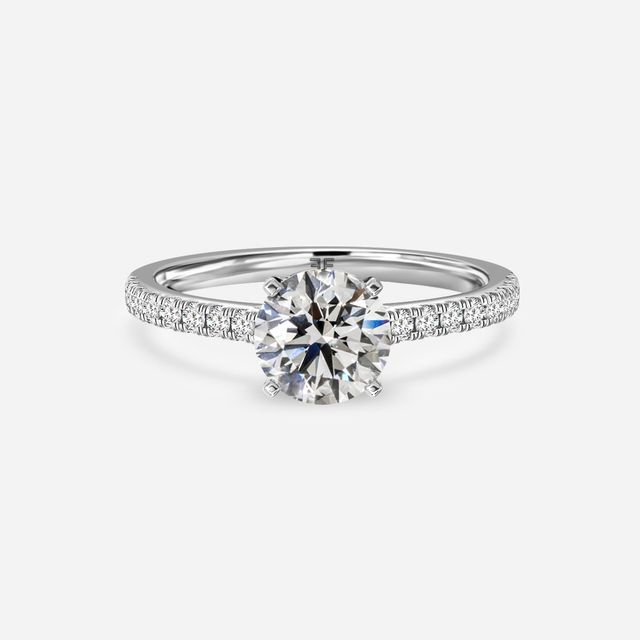 Avery White Gold Plain Band Bridal Set Engagement Ring