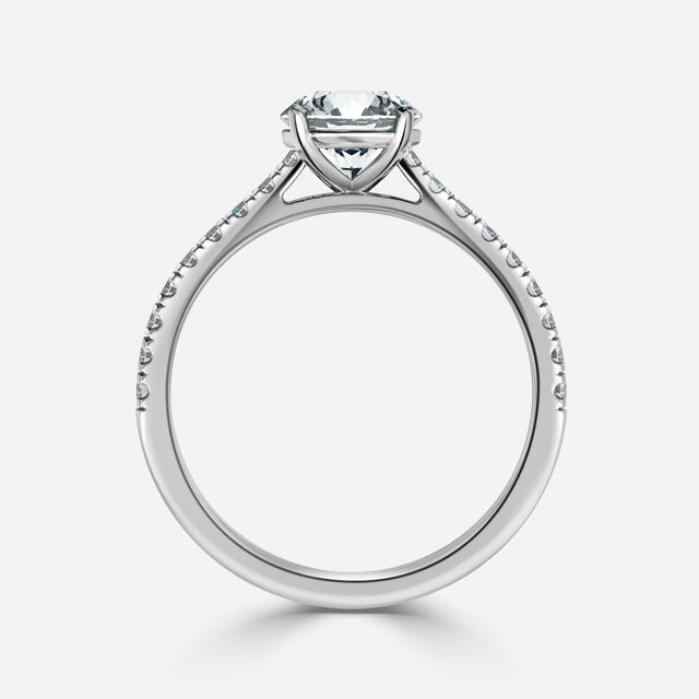 Avery White Gold Plain Band Bridal Set Engagement Ring