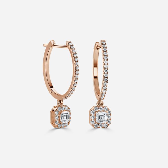 Rosée Asscher Diamond Earrings In Rose Gold