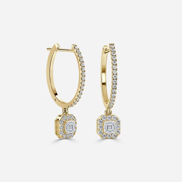 Rosée Asscher Diamond Earrings In Yellow Gold