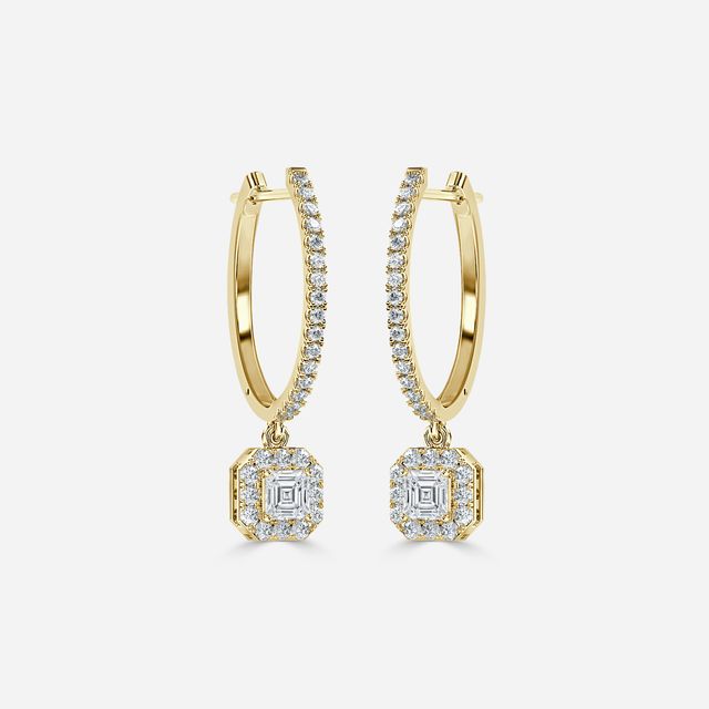 Rosée Asscher Diamond Earrings In Yellow Gold