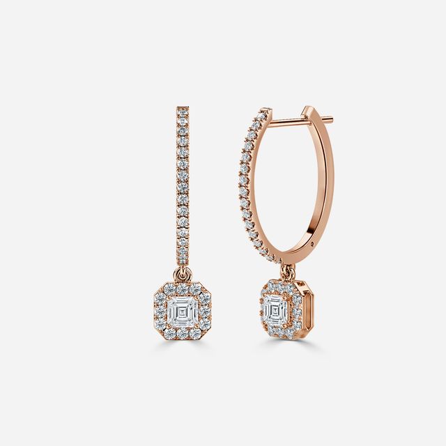 Rosée Asscher Diamond Earrings In Rose Gold