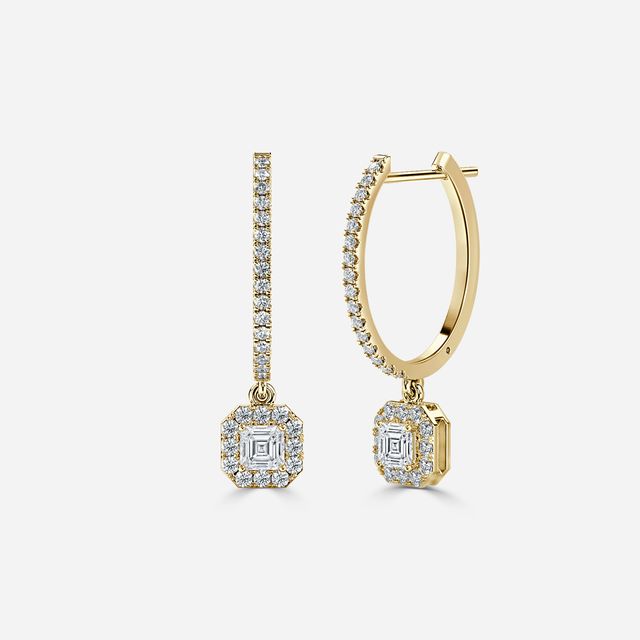Rosée Asscher Diamond Earrings In Yellow Gold