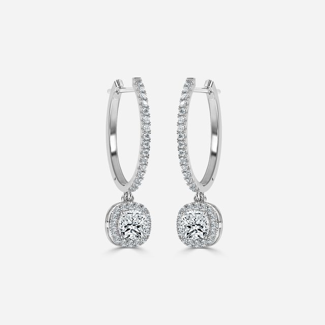 Rosée Cushion Earrings In White Gold