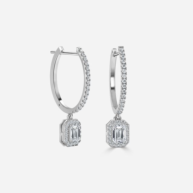Rosée Emerald Diamond Earrings In White Gold