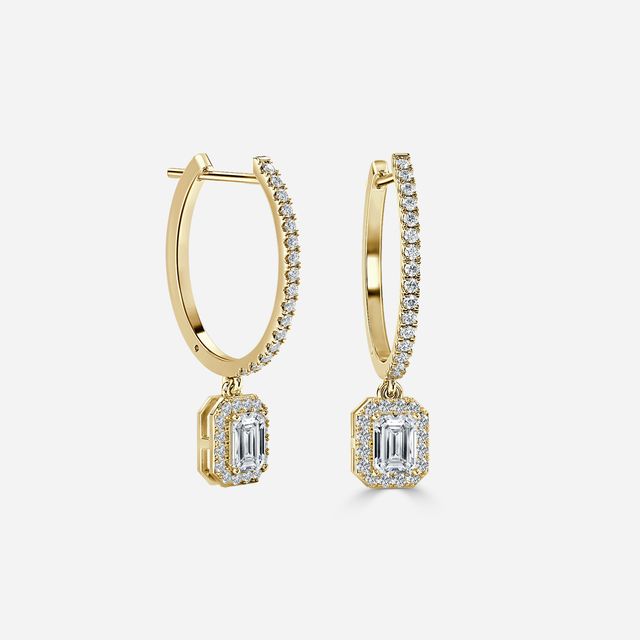 Rosée Emerald Diamond Earrings In Yellow Gold