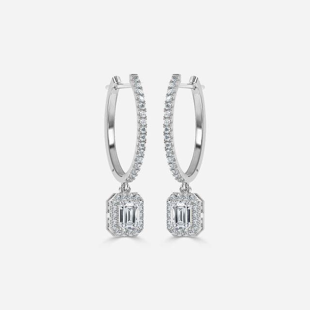 Rosée Emerald Diamond Earrings In White Gold