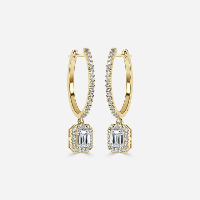 Rosée Emerald Diamond Earrings In Yellow Gold