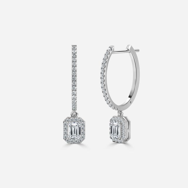 Rosée Emerald Diamond Earrings In White Gold