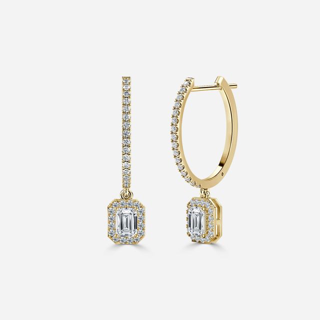 Rosée Emerald Diamond Earrings In Yellow Gold