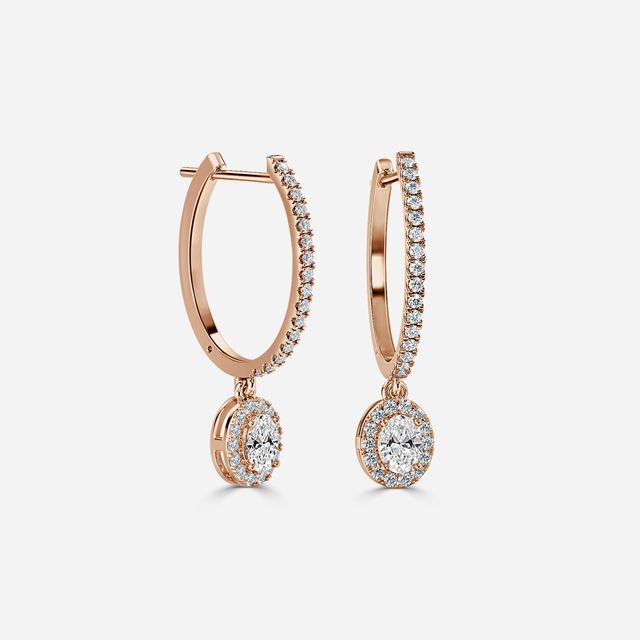 Rosée Oval Diamond Earrings In Rose Gold