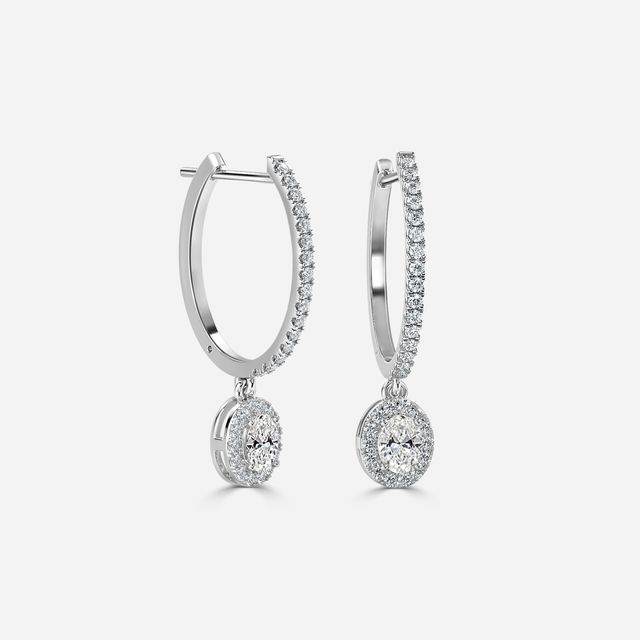 Rosée Oval Diamond Earrings In White Gold