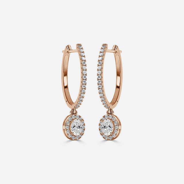 Rosée Oval Diamond Earrings In Rose Gold