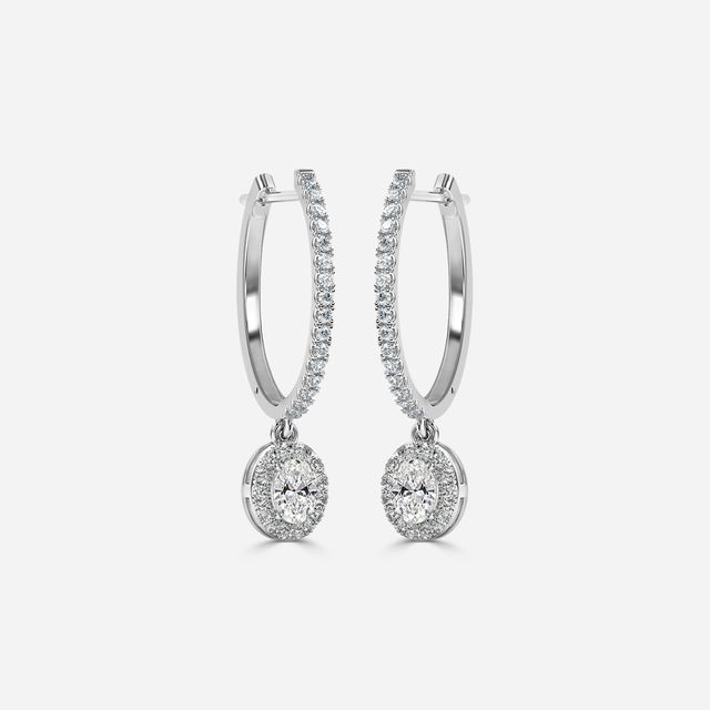 Rosée Oval Diamond Earrings In White Gold