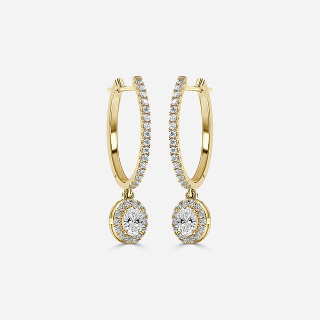 Rosée Oval Diamond Earrings In Yellow Gold