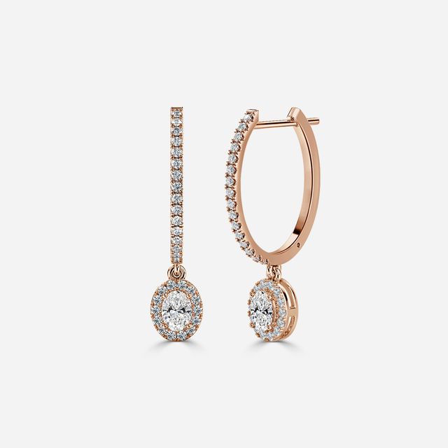 Rosée Oval Diamond Earrings In Rose Gold