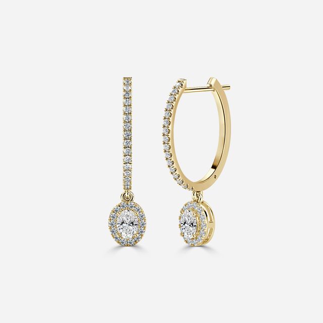 Rosée Oval Diamond Earrings In Yellow Gold