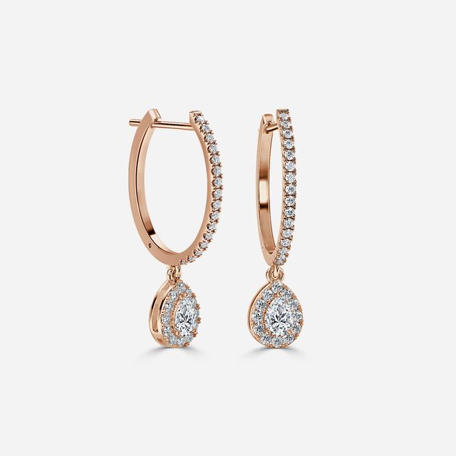 Rosée Pear Diamond Earrings In Rose Gold
