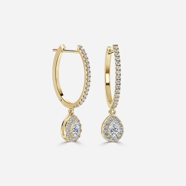 Rosée Pear Diamond Earrings In Yellow Gold