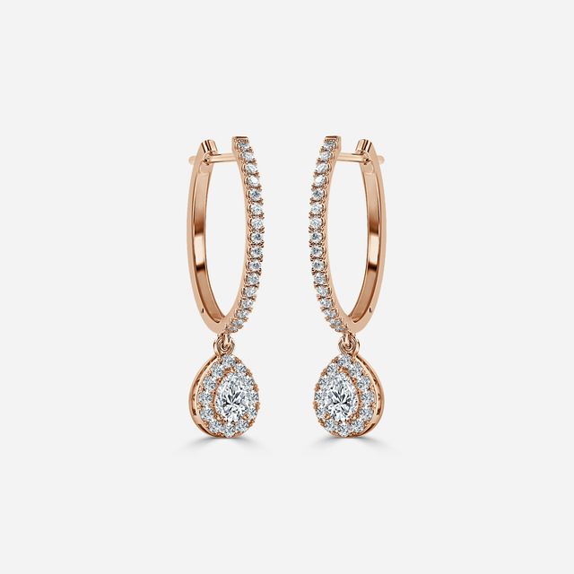 Rosée Pear Diamond Earrings In Rose Gold