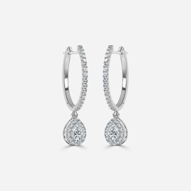 Rosée Pear Diamond Earrings In White Gold