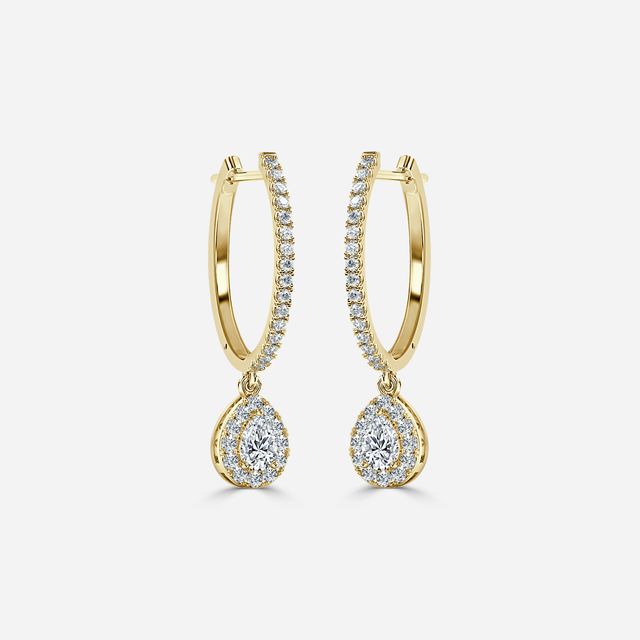 Rosée Pear Diamond Earrings In Yellow Gold