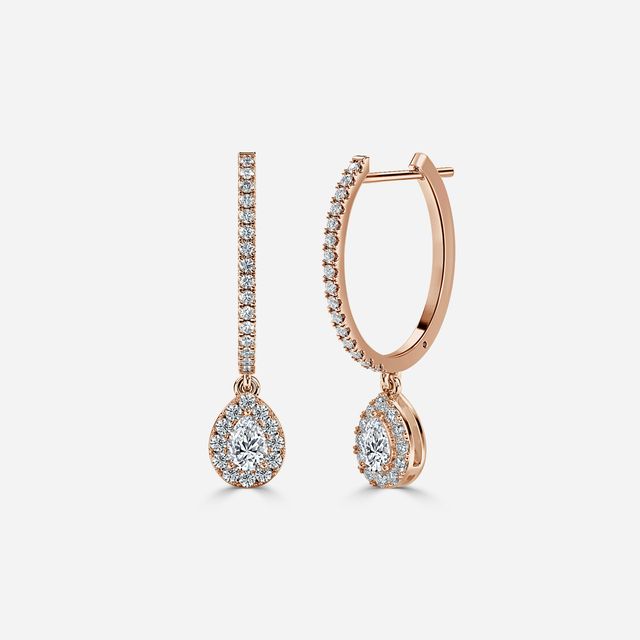 Rosée Pear Diamond Earrings In Rose Gold