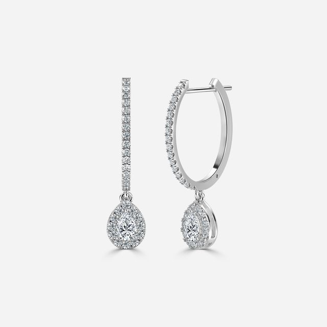 Rosée Pear Diamond Earrings In White Gold